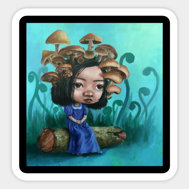 mushroom girl Sticker by RAMON PAINTING